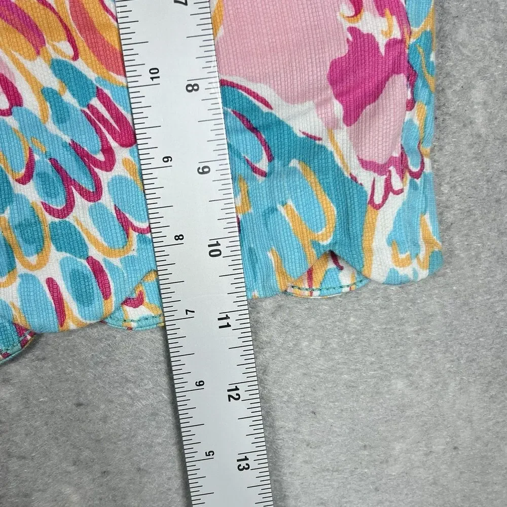 Lilly Pulitzer Buttercup Shorts Women’s 00 Blue Pink Flamingo Scallop Peel Trim